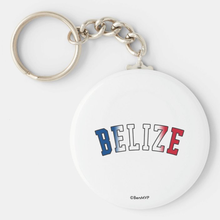 Belize in National Flag Colors Key Chain