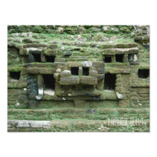 Belize Lamanai Mayan Ruins Jaguar Mask Travel Photo Print