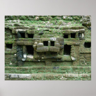 Belize Lamani Mayan Ruins Jaguar Mask Poster