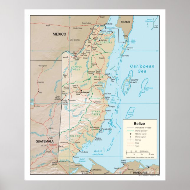 Belize Map (2003) Central America Country  Poster (Front)