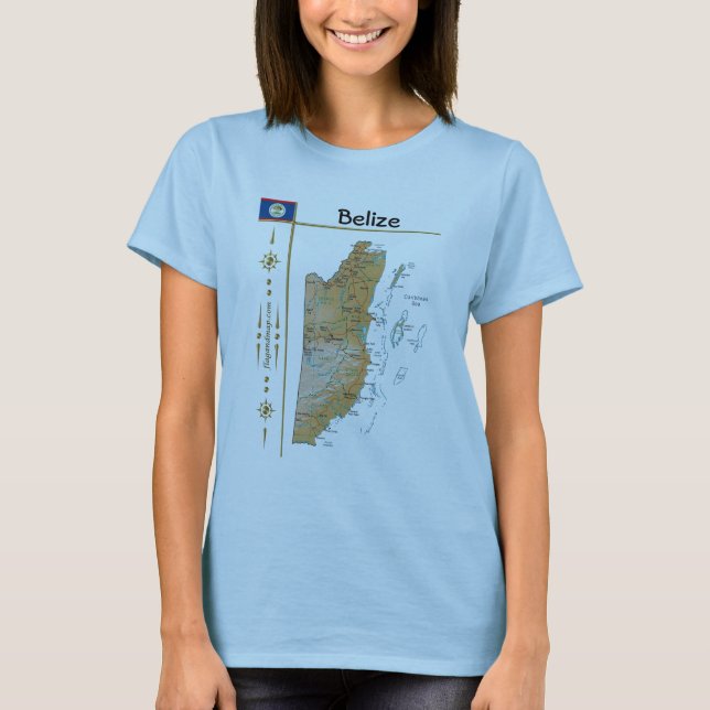 Belize Map + Flag + Title T-Shirt (Front)