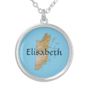 Belize Map + Name Necklace