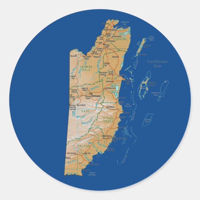 Belize Map Sticker (Front)