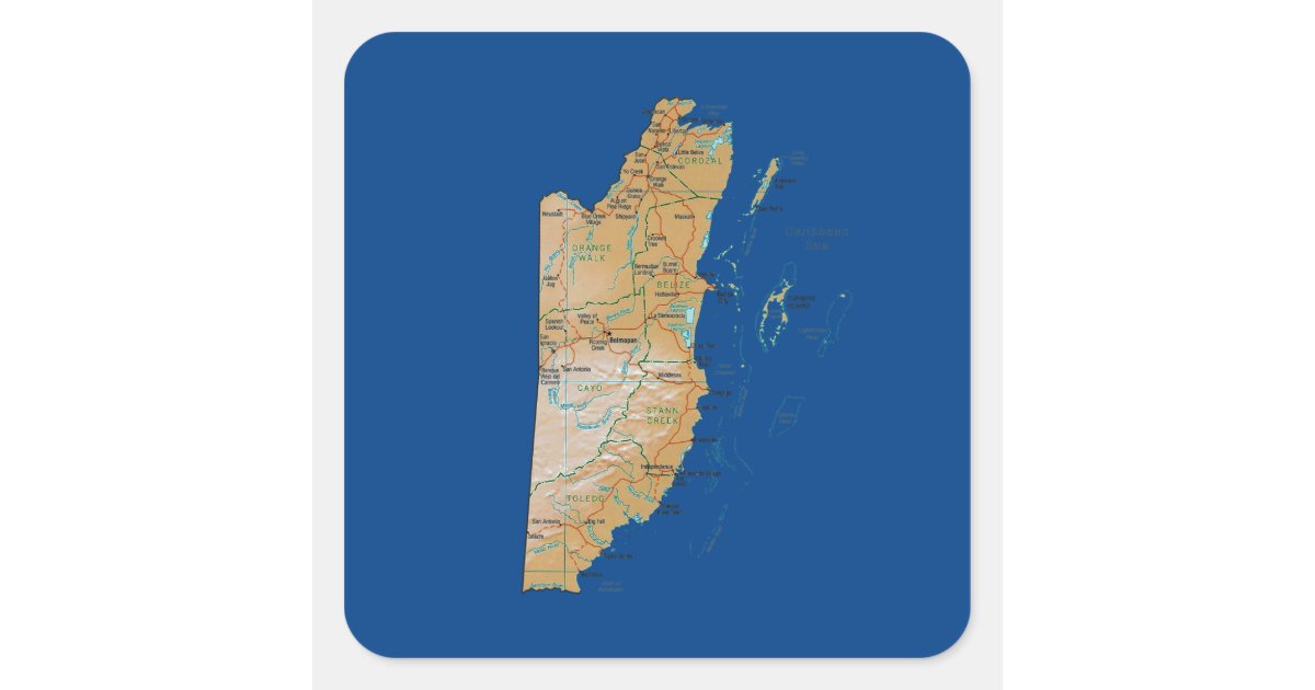 Belize Map Sticker | Zazzle