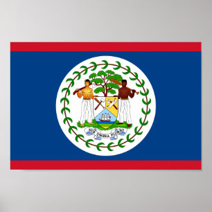 Belize National World Flag Poster