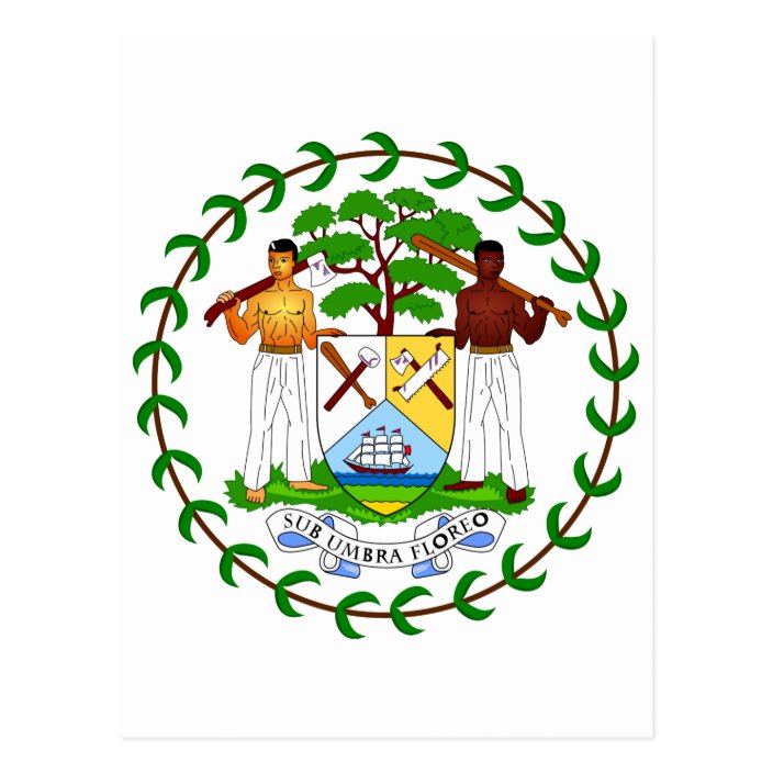 Belize Official Coat Of Arms Heraldry Symbol Postcard