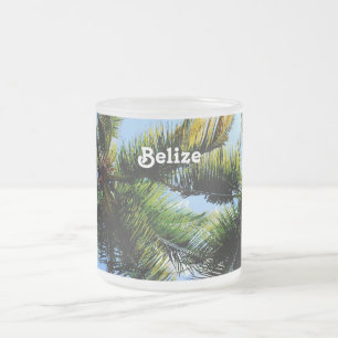 Belize Palm Trees Frosted Glass Coffee Mug