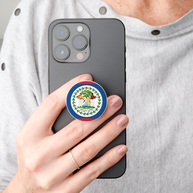 Belize phone grip, patriotic Belizean Flag PopSocket (Hand)