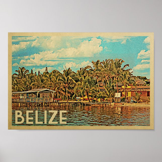 Belize Poster Vintage Travel Poster Caribbean (Front)