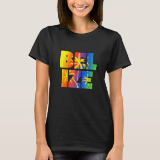 Belize  Rainbow Palm Trees Tropical Cruise T-Shirt