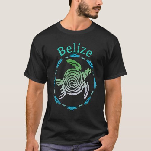 Belize  Retro Vintage Tribal Turtle T_Shirt