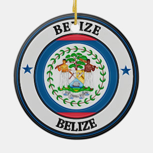 Belize Round Emblem Ceramic Ornament