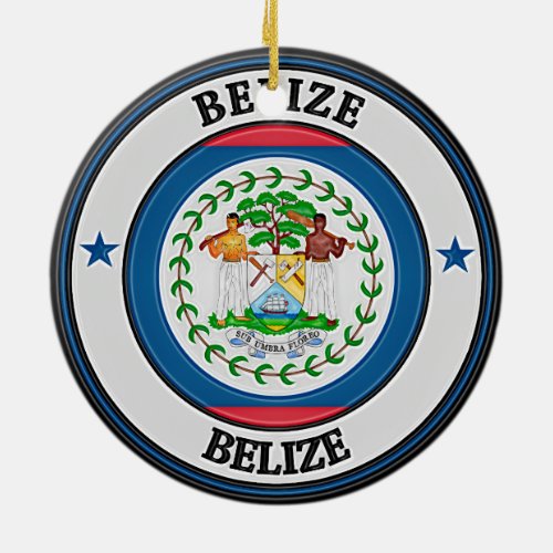 Belize  Round Emblem Ceramic Ornament