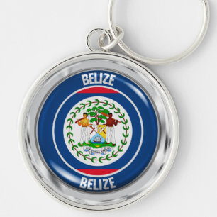 Belize Round Emblem Keychain