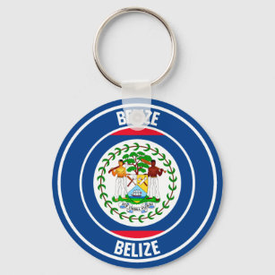 Belize Round Emblem Keychain