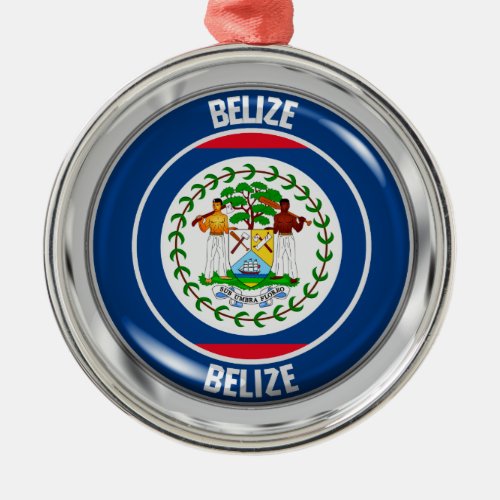 Belize Round Emblem Metal Ornament