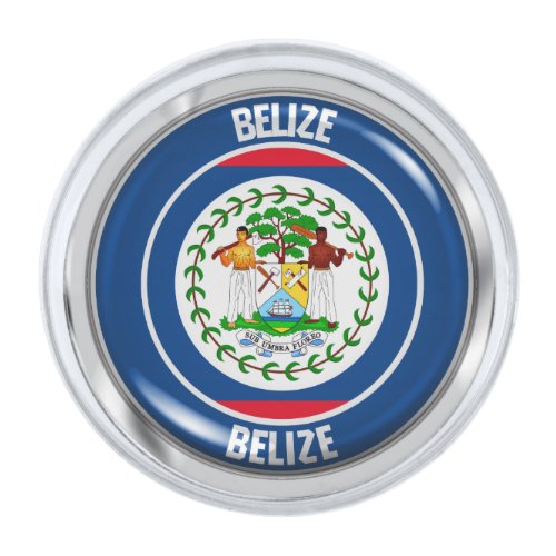 Belize Round Emblem Silver Finish Lapel Pin