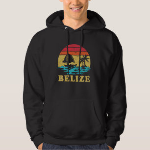 Belize Sailing Vintage Palm Tree Sailboat Summer S Hoodie