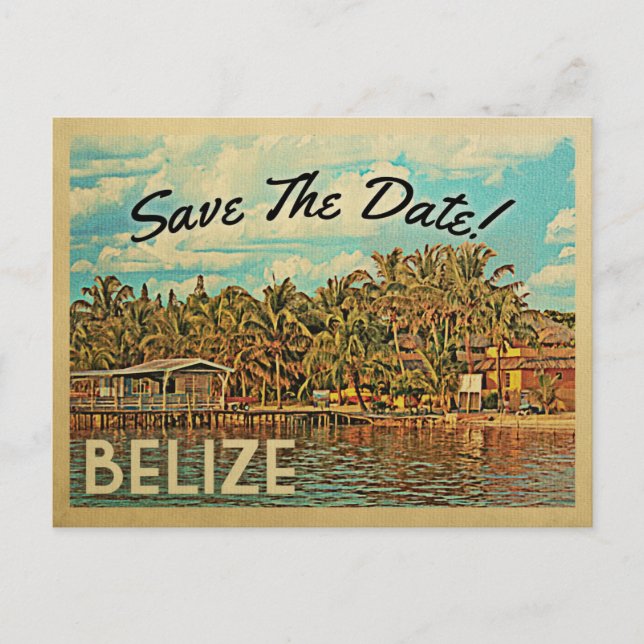 Belize Save The Date Vintage Postcards (Front)