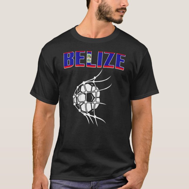 Belize Soccer Ball In Net  Support Belizean Footba T-Shirt (Front)