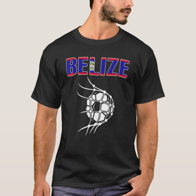Belize Soccer Ball In Net  Support Belizean Footba T-Shirt (Front)
