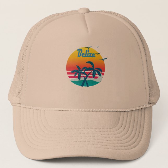 Belize, summer retro vintage trucker hat (Front)