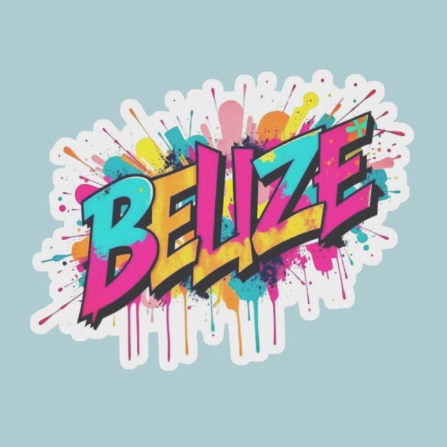 Belize teal graffiti style travel vacation  sticker (Creator Uploaded)