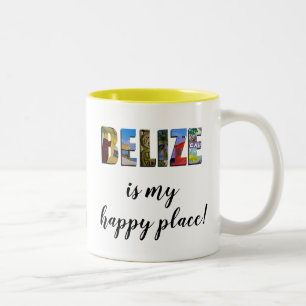 Belize The Beach Is My Happy Place Two-Tone Coffee Mug