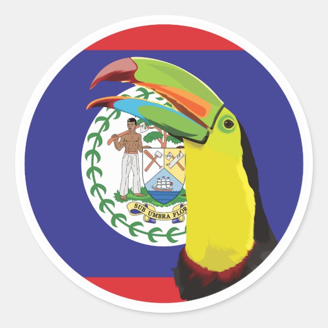 Belize Toucan Belizean National Animal Flag Classic Round Sticker (Front)