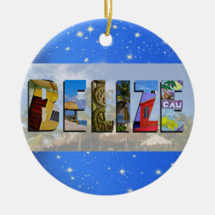 Belize Travel Photos Tropical Beach Blue Christmas Ceramic Ornament