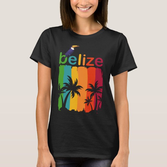 Belize Travel Poster T-Shrit, Travel Cruise Retro  T-Shirt (Front)