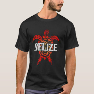 Belize Tribal Sea Turtle Surfer Scuba Diving Souve T-Shirt