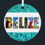 Belize Tropical Beach Blue Ocean Christmas Metal Ornament<br><div class="desc">Show everyone your love for the country of Belize with this Christmas ornament containing photos of Ambergris Caye,  Caye Caulker,  and Mayan ruins imposed over a tropical blue ocean background.</div>