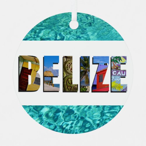 Belize Tropical Beach Blue Ocean Christmas Metal Ornament