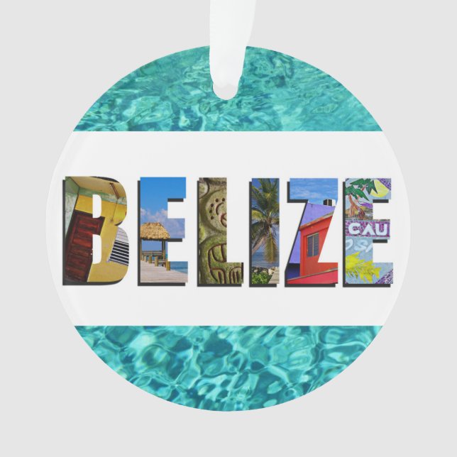 Belize Tropical Beach Blue Ocean Christmas Ornament (Front)