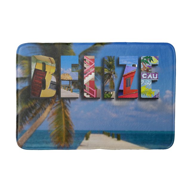 Belize Tropical Beach Blue Ocean Travel Photo Bath Mat (Front)