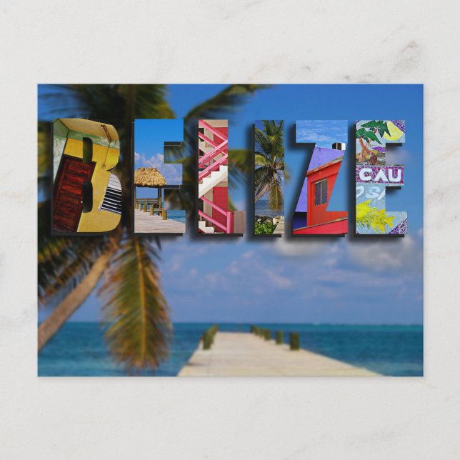 Belize Tropical Beach Blue Ocean Travel Photo Postcard (Front)