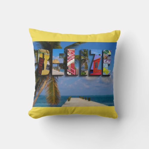 Belize Tropical Beach Blue Ocean Travel Photo Throw Pillow