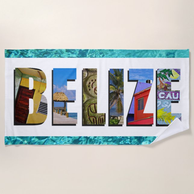 Belize Tropical Beach Blue Ocean Travel Photo Towel (Front)
