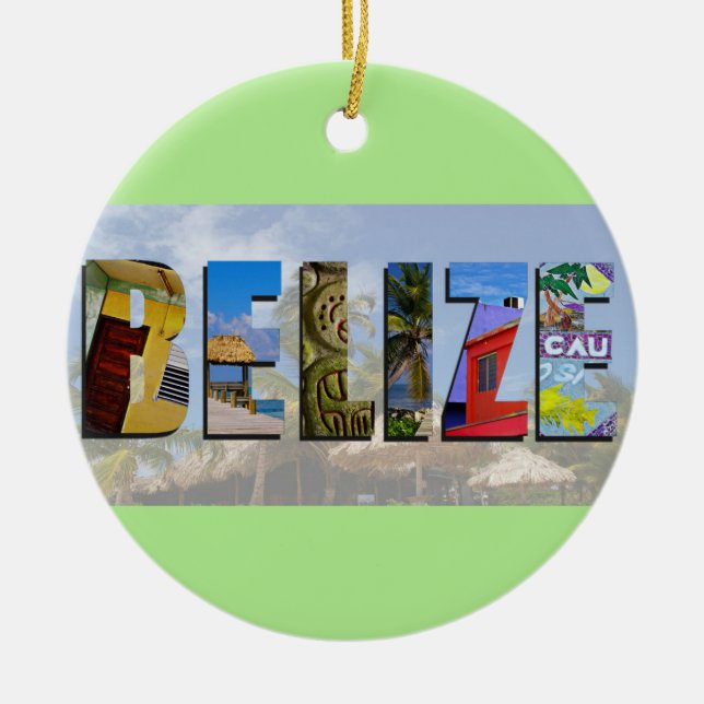 Belize Tropical Beach Blue Ocean Travel Photos Ceramic Ornament (Front)