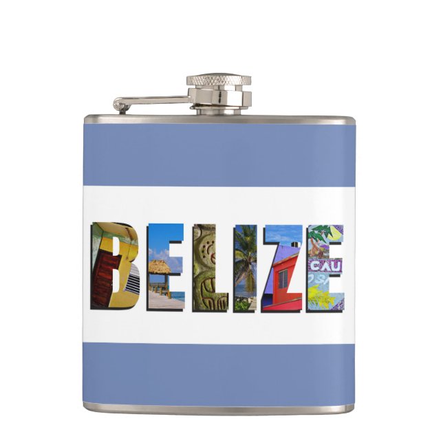 Belize Tropical Beach Blue Ocean Travel Photos Flask (Front)