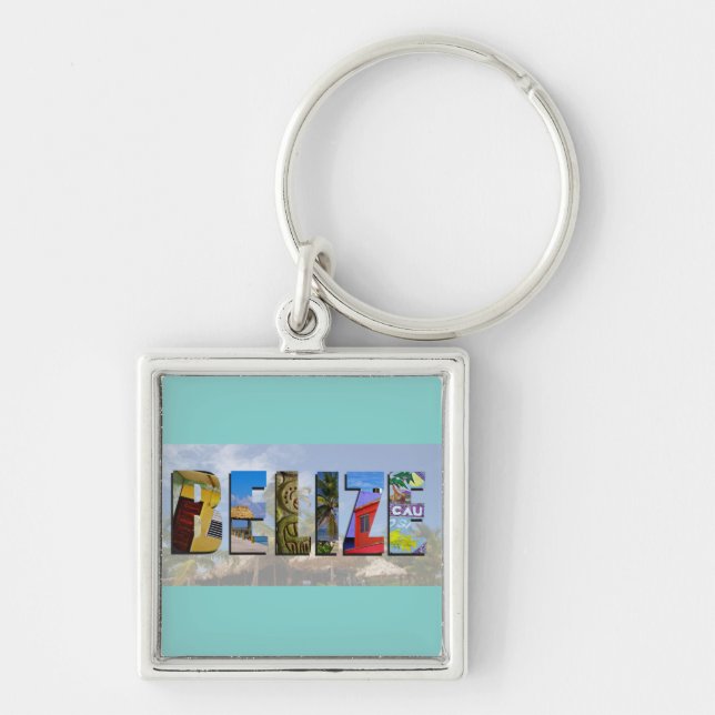 Belize Tropical Beach Blue Ocean Travel Photos Keychain (Front)