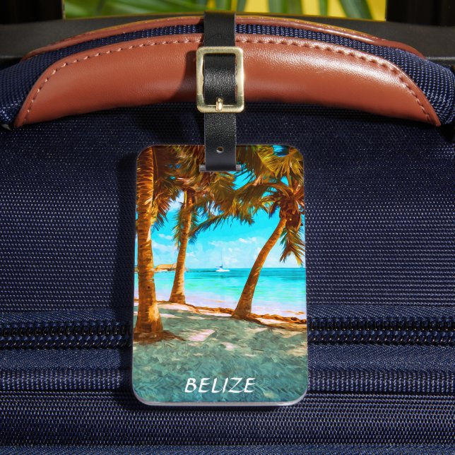 Belize Tropical Beach  Luggage Tag (Front Insitu 2)