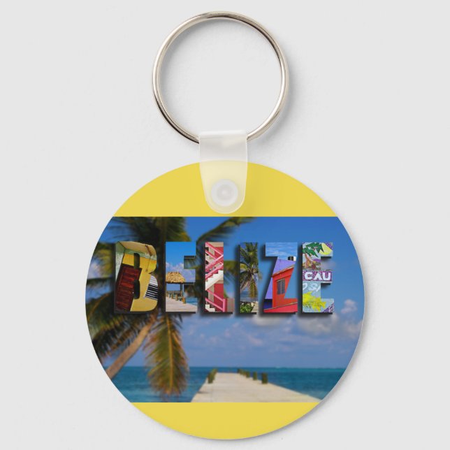 Belize Tropical Beach Travel Photos Keychain (Front)