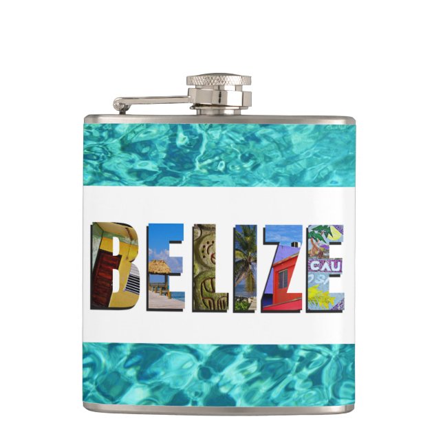 Belize Tropical Blue Ocean Travel Photos Flask (Front)
