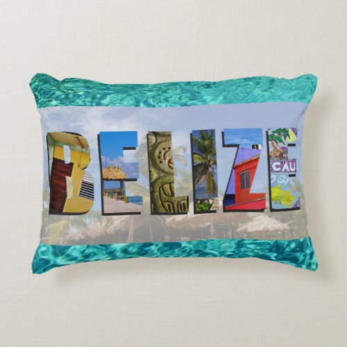 Belize Tropical Blue Ocean Waters Travel Photos Accent Pillow