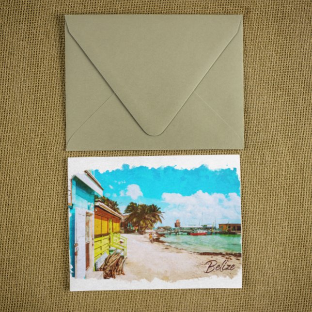 Belize Tropical Paradise Travel Postcard (belize tropical beach postcard)
