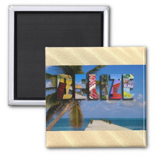 Belize Tropical Sand Beach Blue Ocean Travel Photo Magnet
