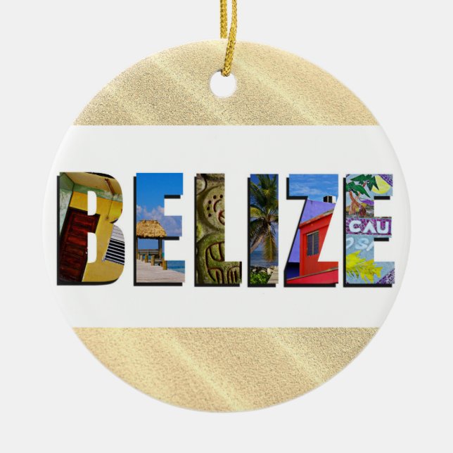 Belize Tropical Sand Beach Travel Photos Christmas Ceramic Ornament (Front)