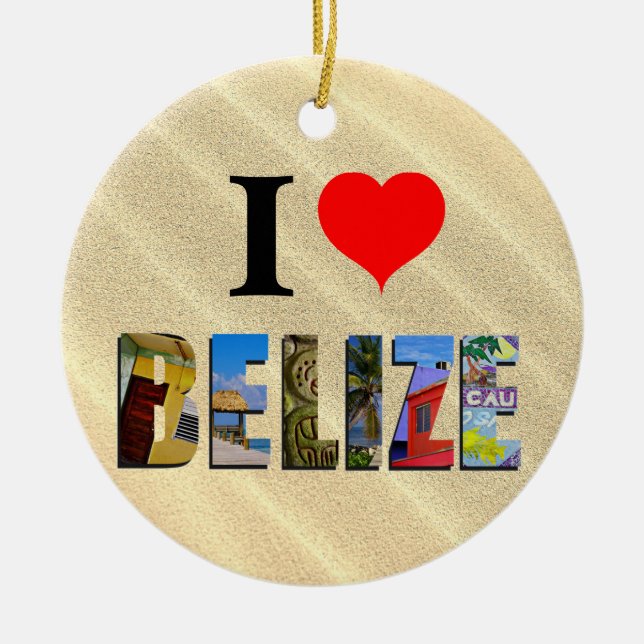 Belize Tropical Sand Beach Travel Photos Christmas Ceramic Ornament (Front)